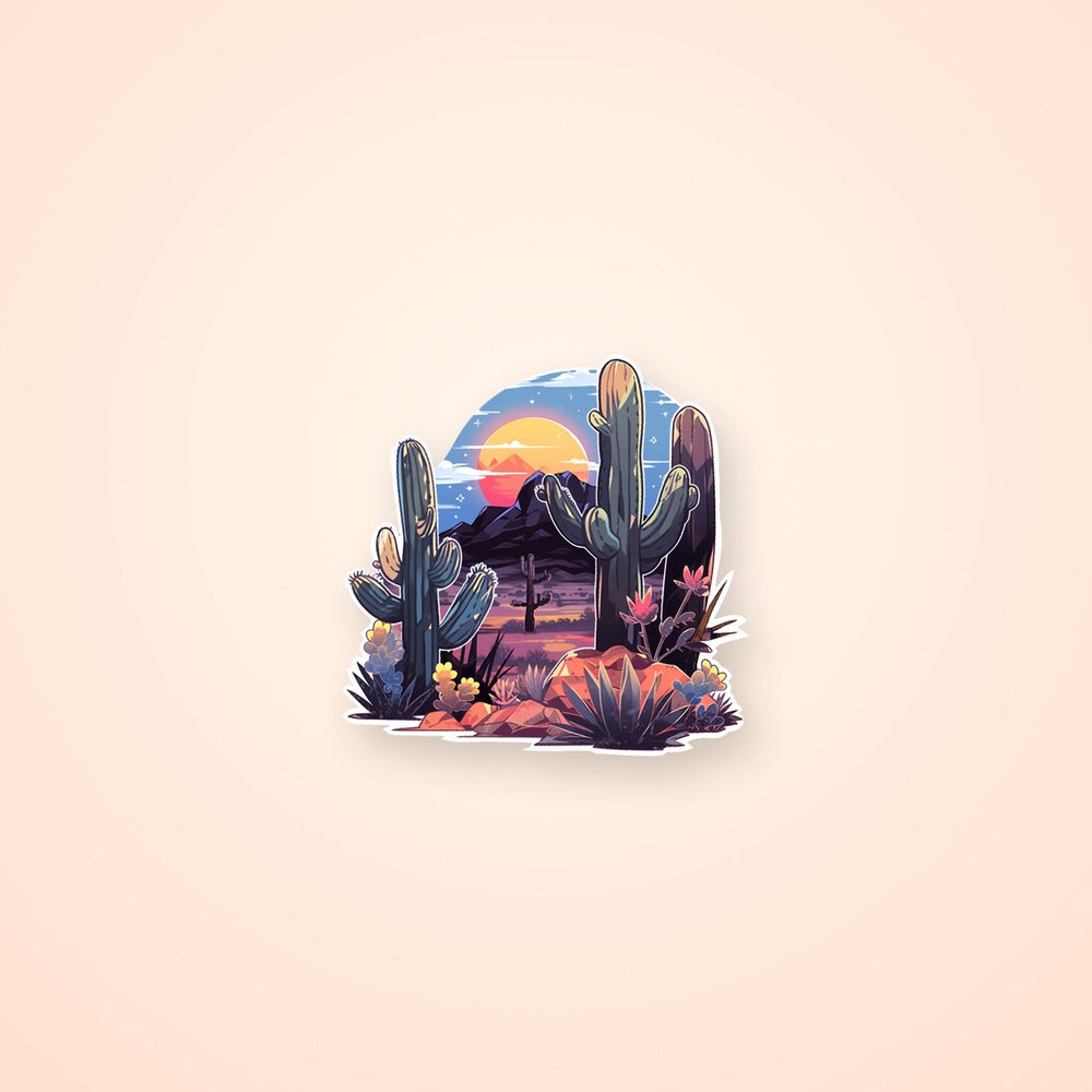 Desert Cactus Plants Sunset Sticker