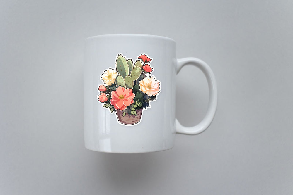 Cactus with Beautiful Flowers Sticker