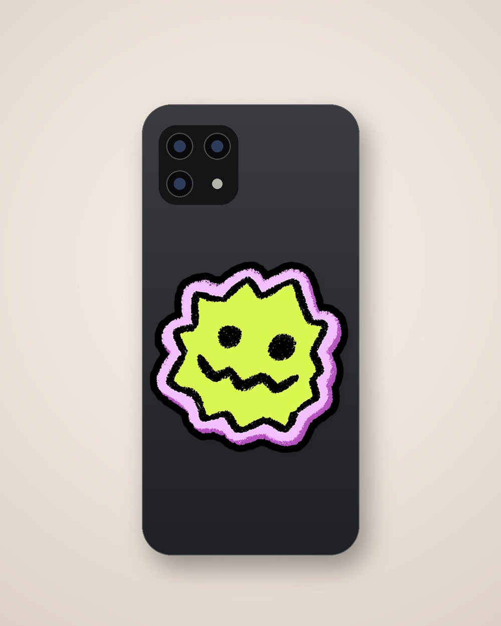 Neon Green Chaos Smile Face Sticker