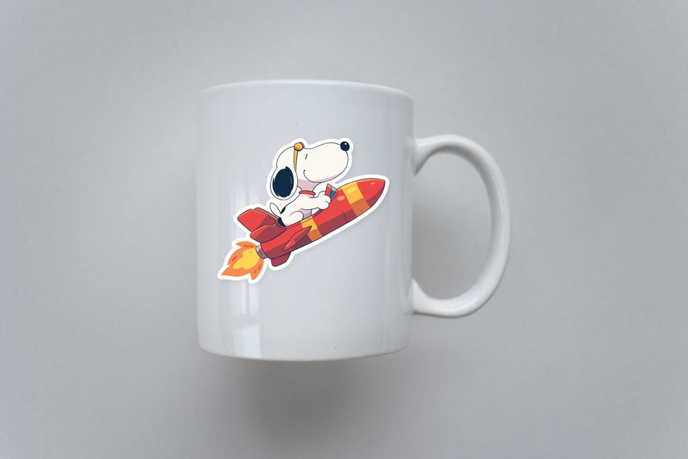 Snoopy Riding Rocket Sticker