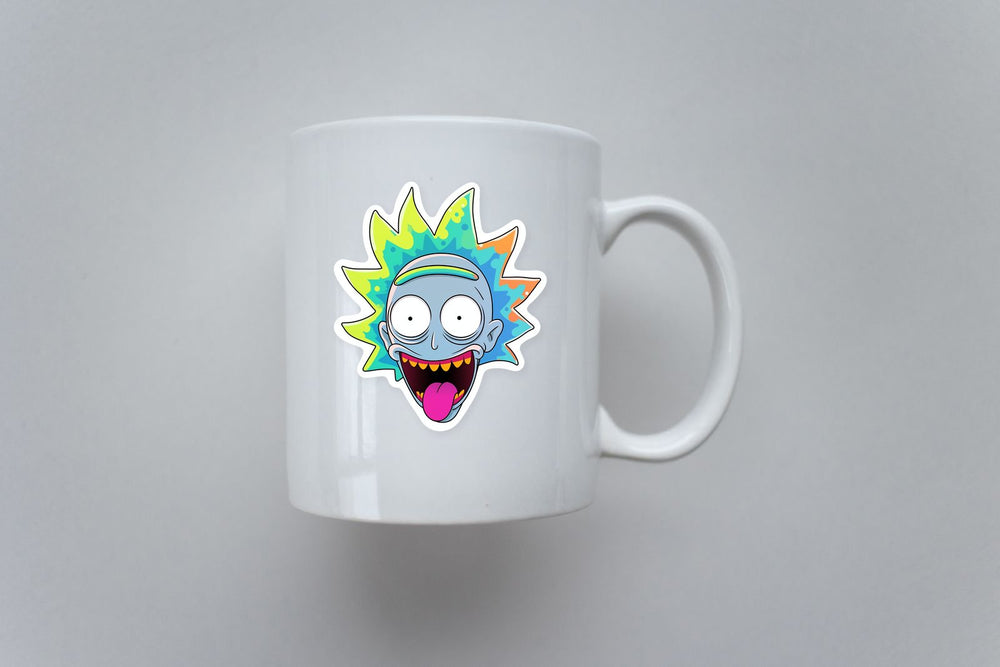 Trippy Rick Sanchez Head Tongue Out Sticker