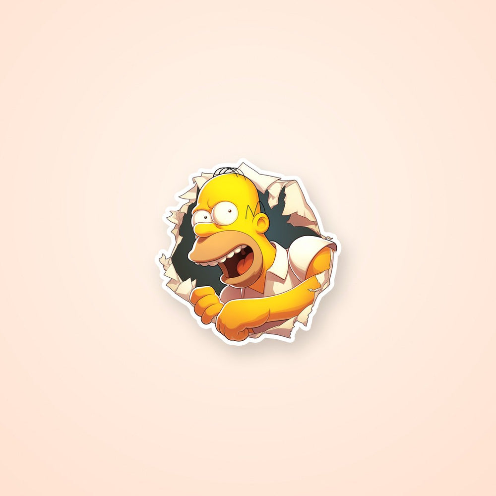 Homer Simpson Breaking Wall Funny Cartoon Sticker