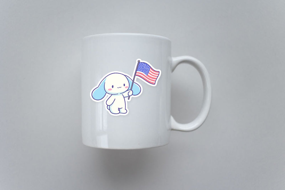 Cinnamoroll Waving USA Flag Kawaii Sticker