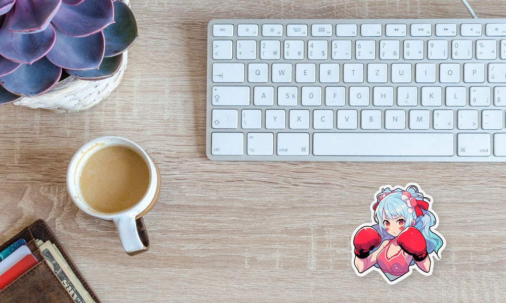 Anime Girl in Boxing Gloves Sticker