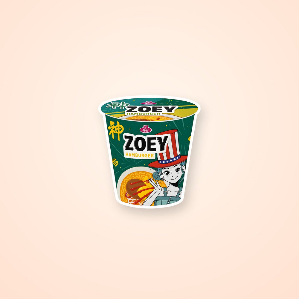Zoey Hamburger Ramen Cup K-Pop Demon Hunters Sticker