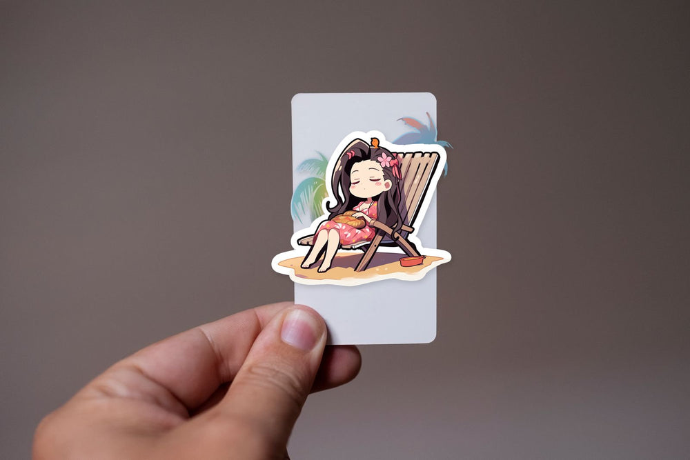 Nezuko Chilling on a Beach Chair Sticker