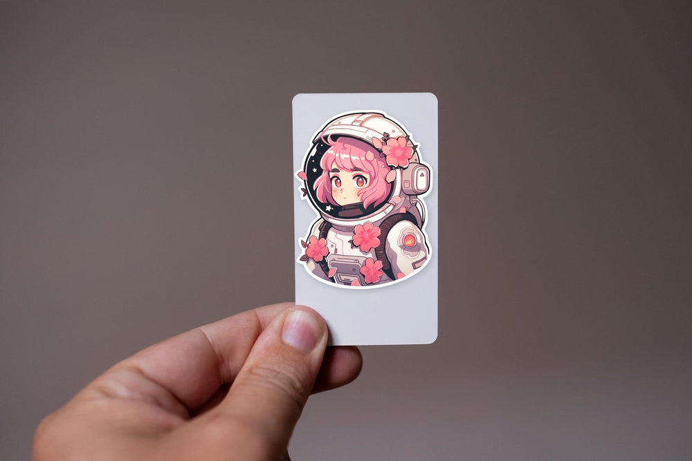Anime Girl in Floral Space Suit Sticker