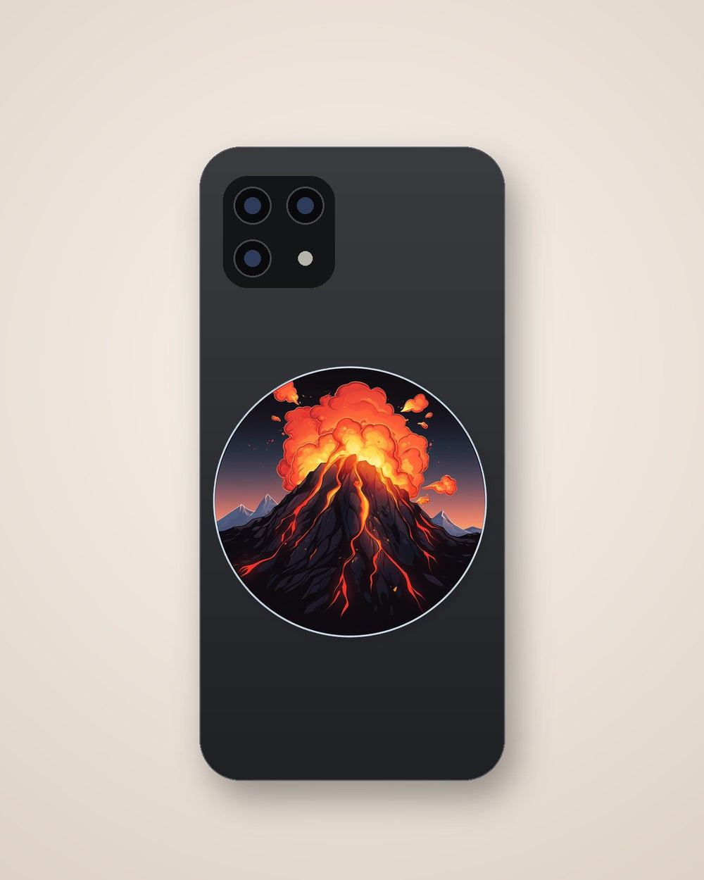 Volcano Eruption Round Sticker