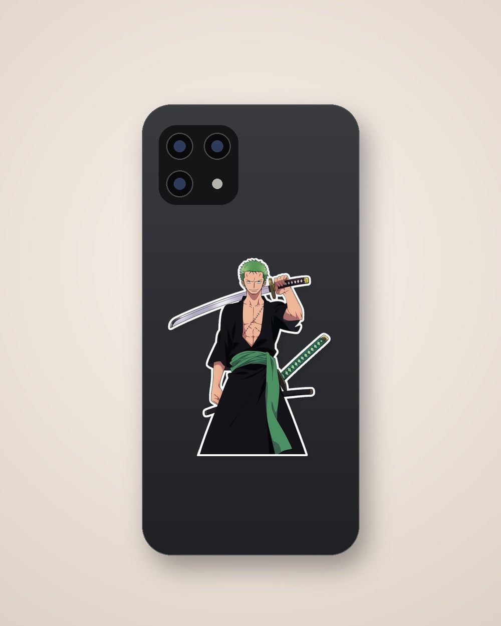 One Piece Ronoa Zoro Smiling Sword Behind Head Sticker