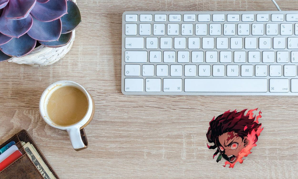 Tanjiro Kamado Head on Red Fire Sticker