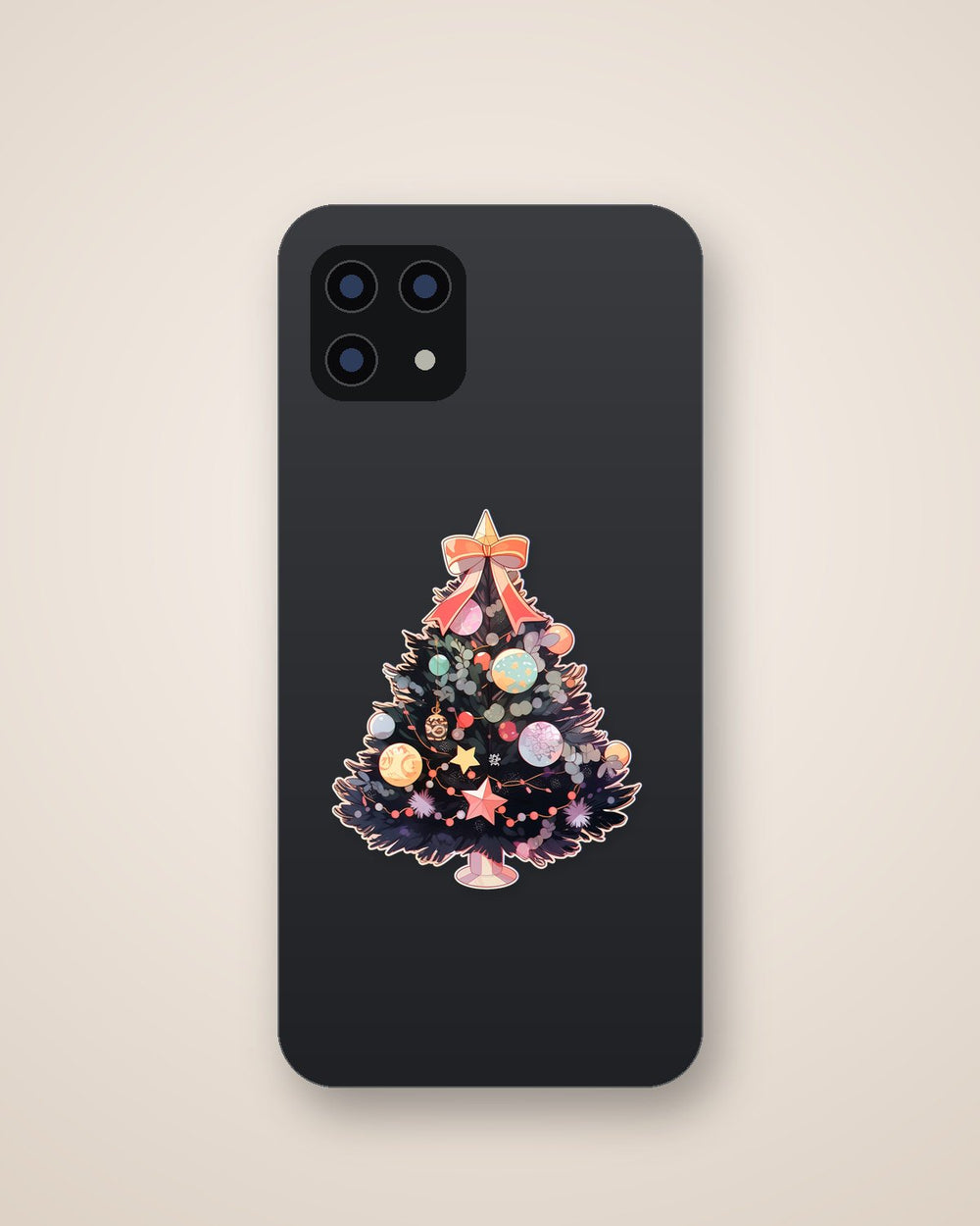 Beautiful Christmas Tree with Ribbon Sticker