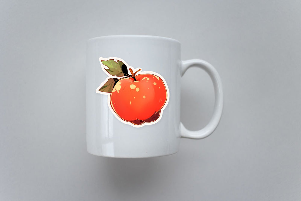 Aesthetic Red Apple with Leaves Sticker