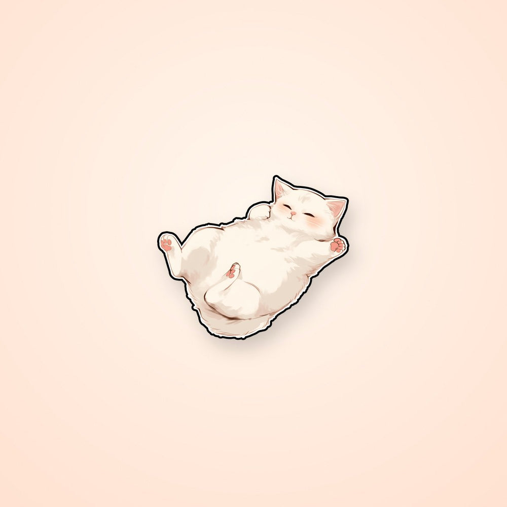 Lazy Chubby Cat Lying on Back Sticker