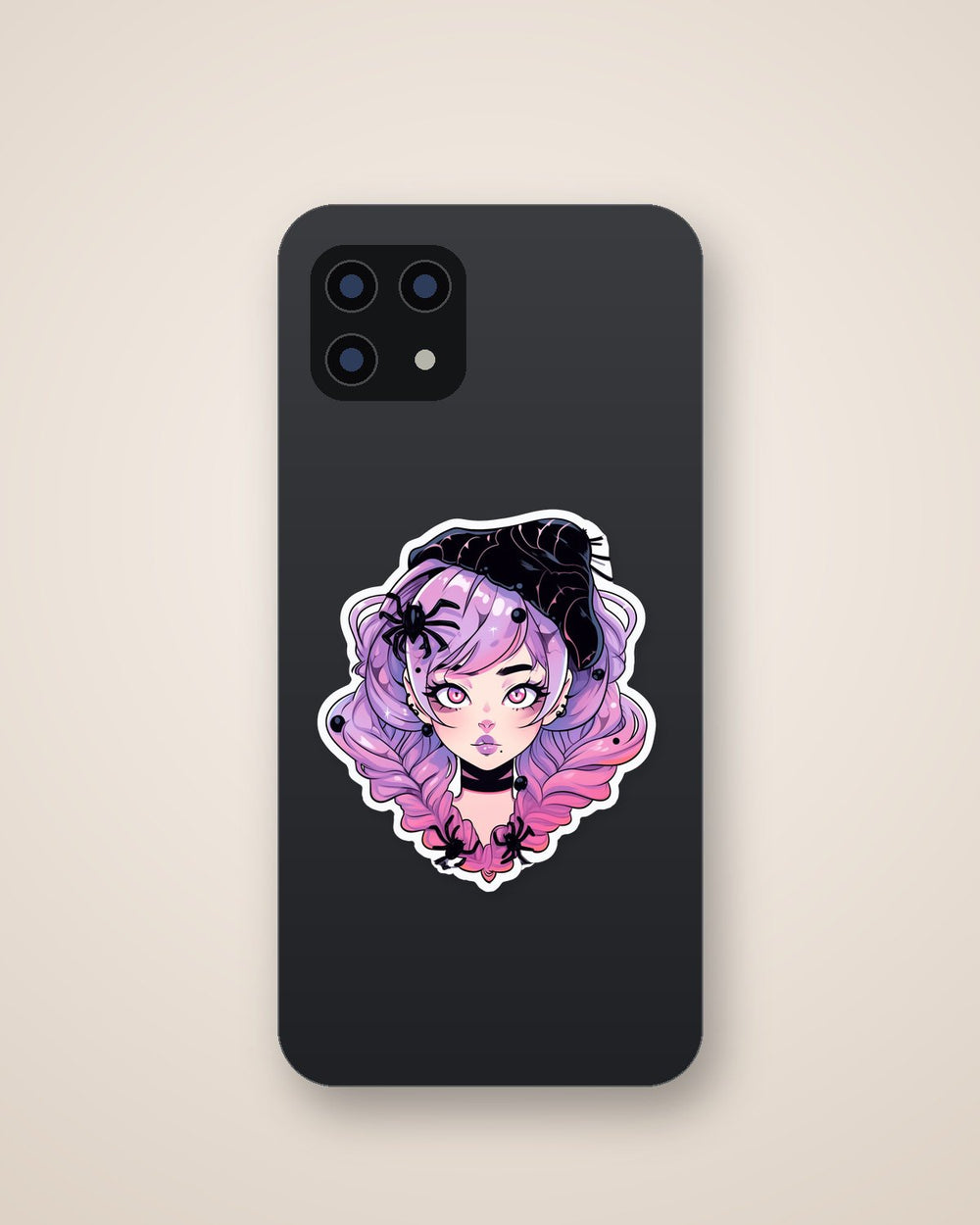 Halloween Anime Girl with Spiders Sticker