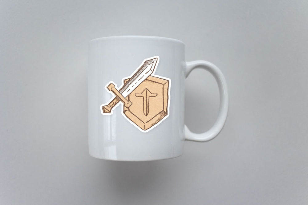 Cardboard Sword and Shield Sticker