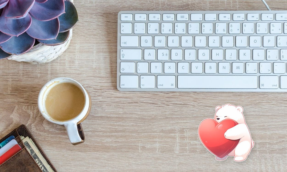 Bear Hugging a Giant Heart Sticker
