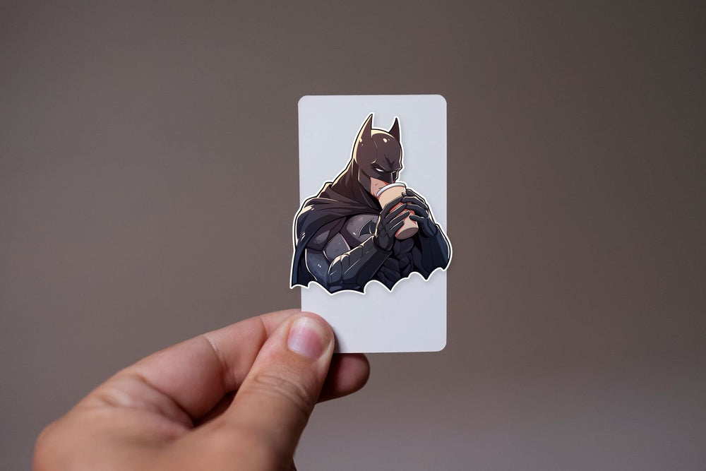 DC Batman Drinks Coffee Sticker