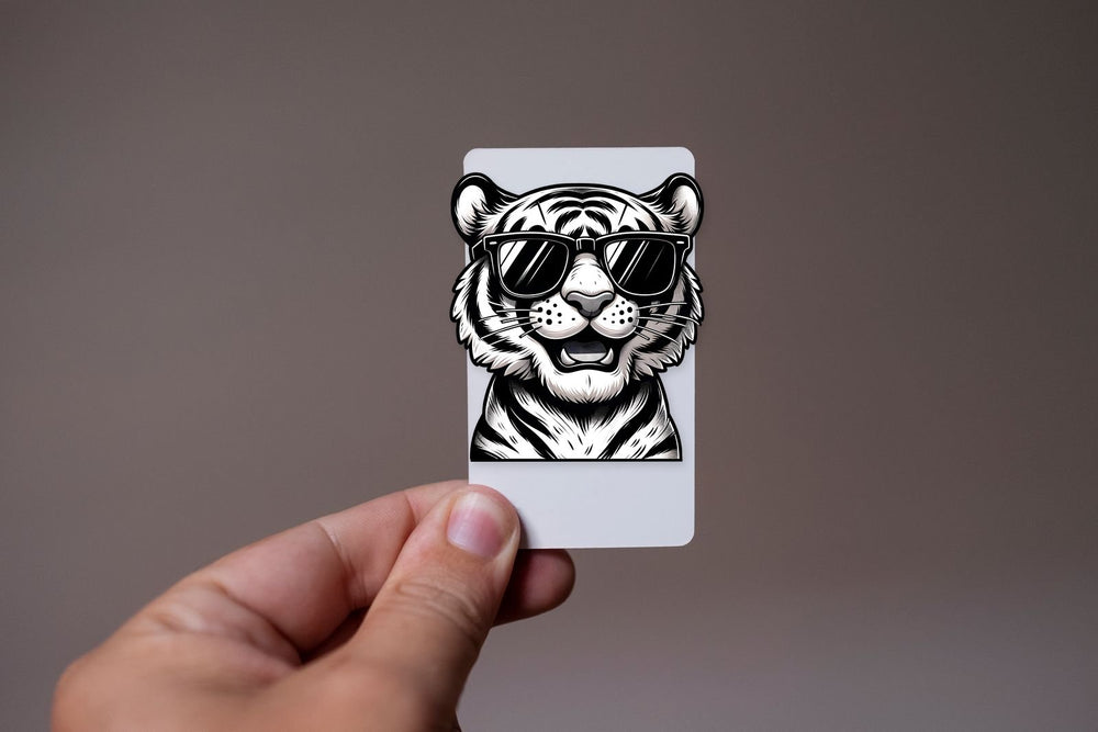 Black & White Tiger in Glasses Sticker