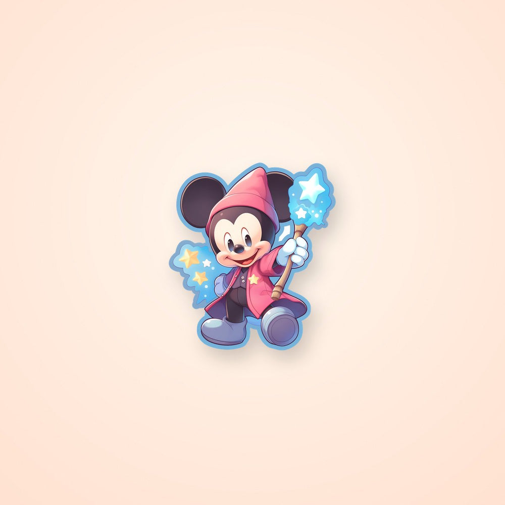 Mickey Mouse with Magic Wand Blue Stroke Sticker
