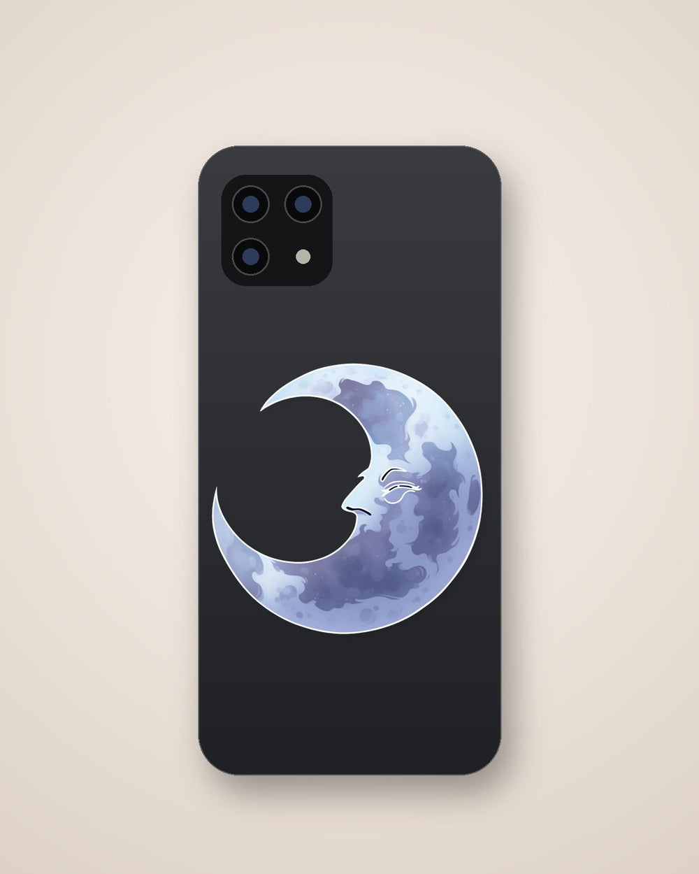 Grey Crescent Moon Sticker