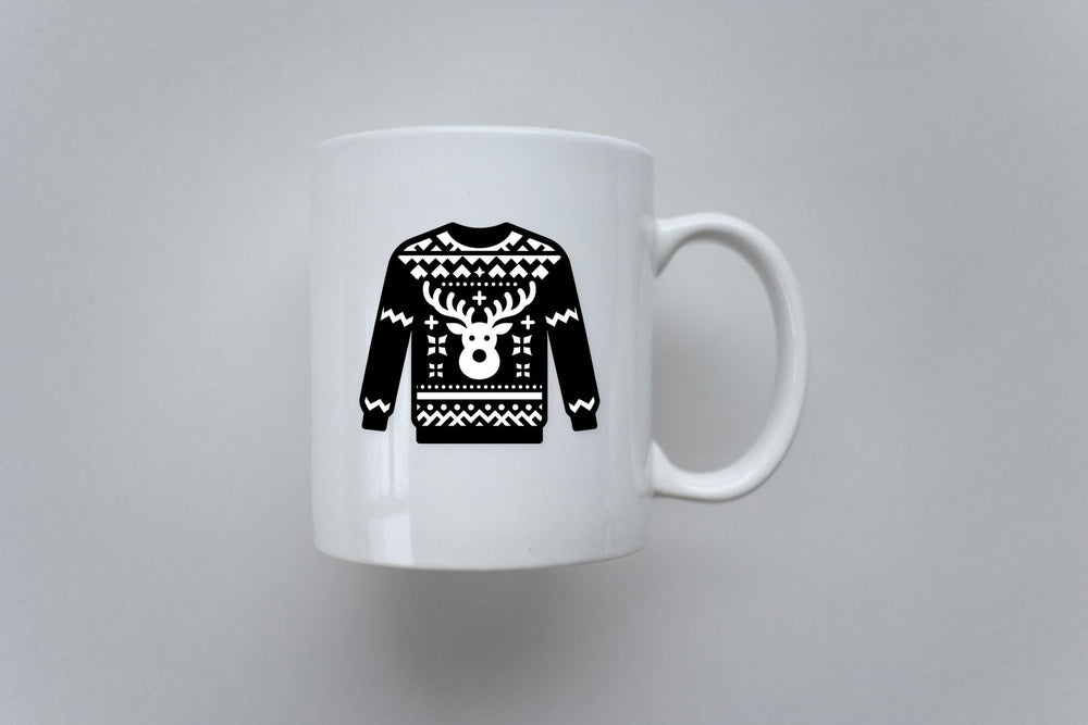 Black and White Ugly Christmas Sweater Deer Sticker