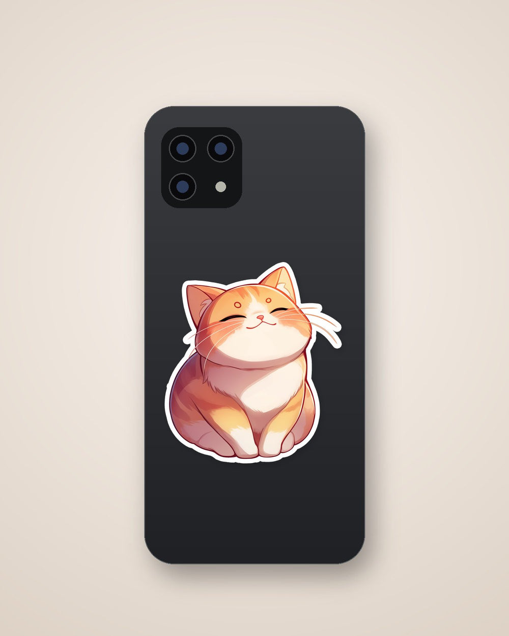 Cute Orange Cat Happy Smile Sticker