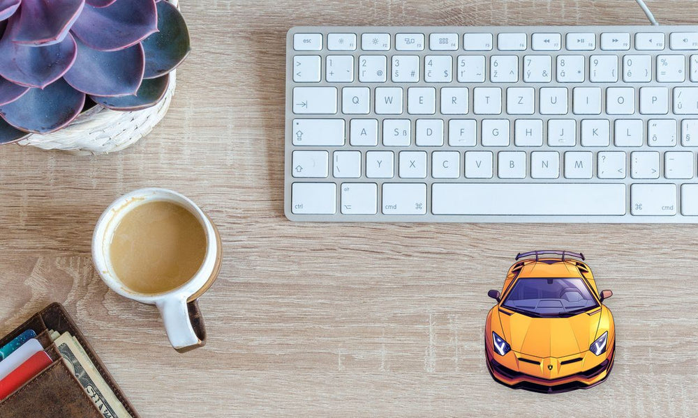 Yellow Lambo Supercar Top View Sticker