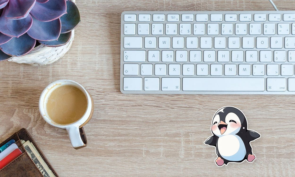 Cute Happy Jumping Penguin Sticker