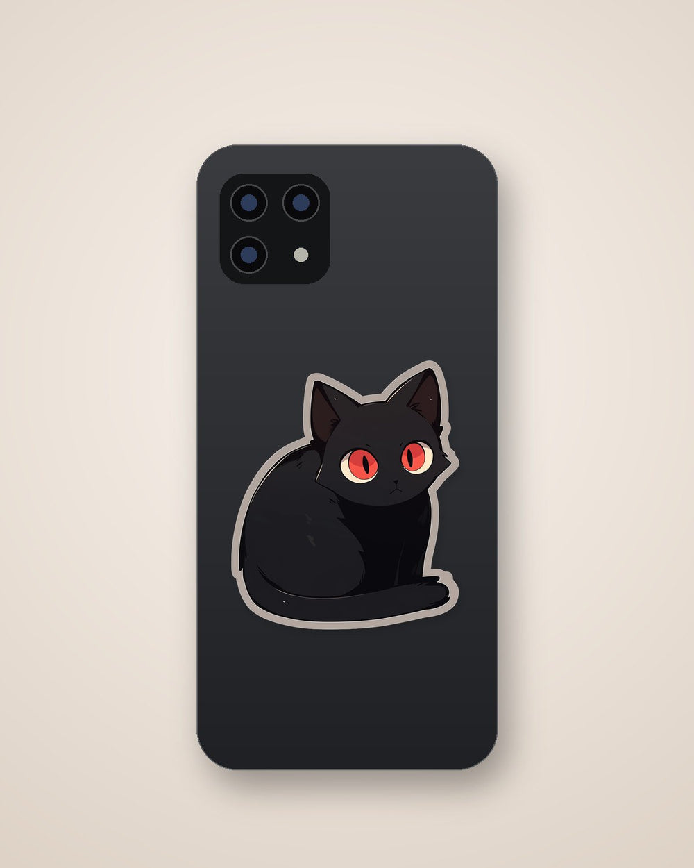 Black Cat with Red Eyes Cartoon Sticker