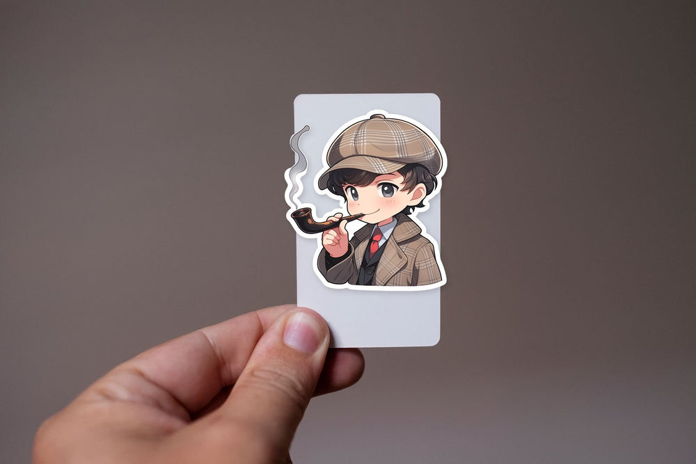 Child Sherlock Holmes with Pipe Sticker