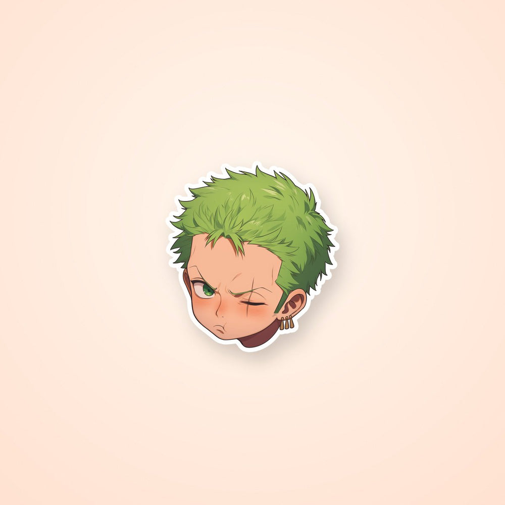One Piece Chibi Zoro Head Anime Sticker