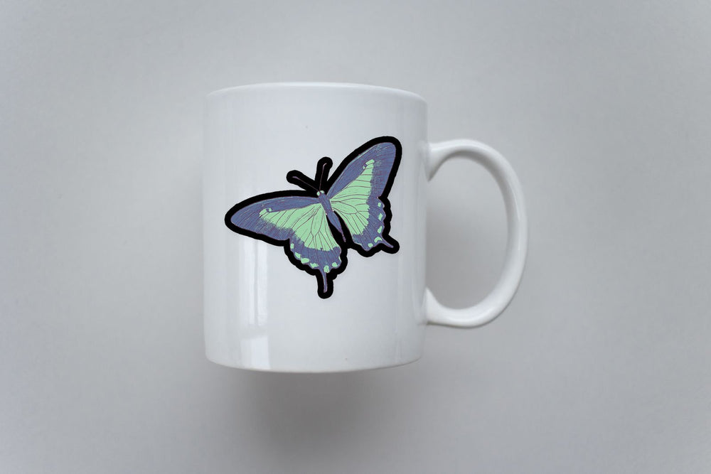 Vintage Teal Butterfly Aesthetic Nature Sticker
