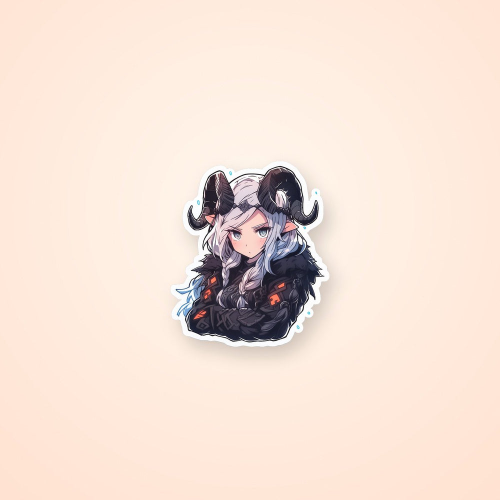 Viking Anime Girl with Horns Sticker