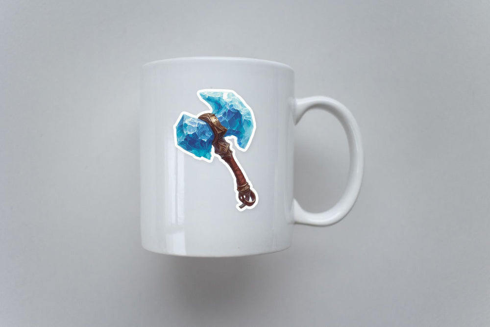 Ice Crystal Battle Axe Fantasy Sticker