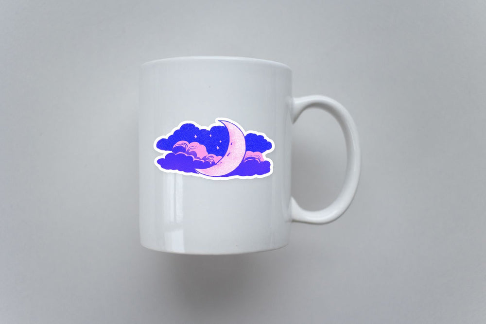 Magic Pink Moon Clouds Dreamy Night Sticker