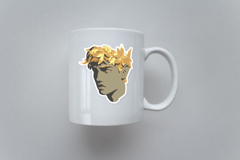 Golden Laurel Statue Head Sticker