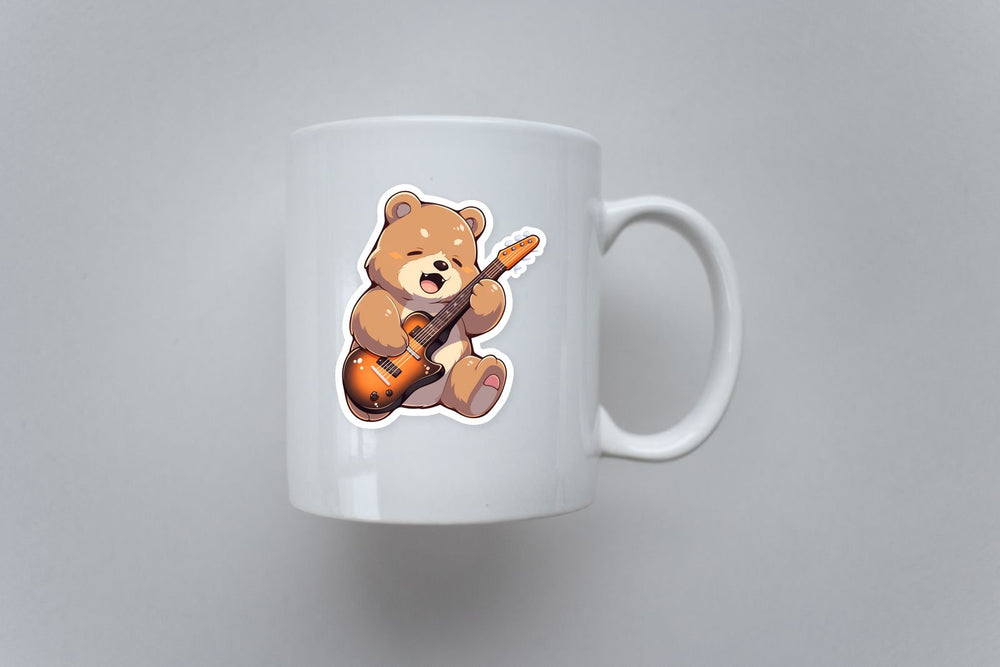 Brown Bear Playing Guitar Sticker