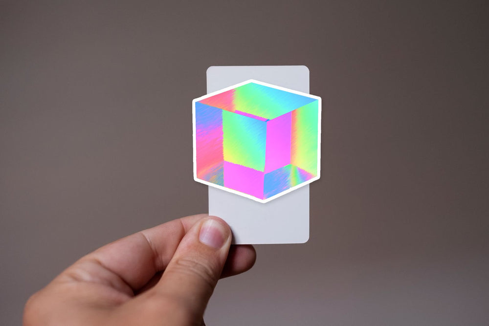 Crystal Cube Rainbow Holographic Sticker