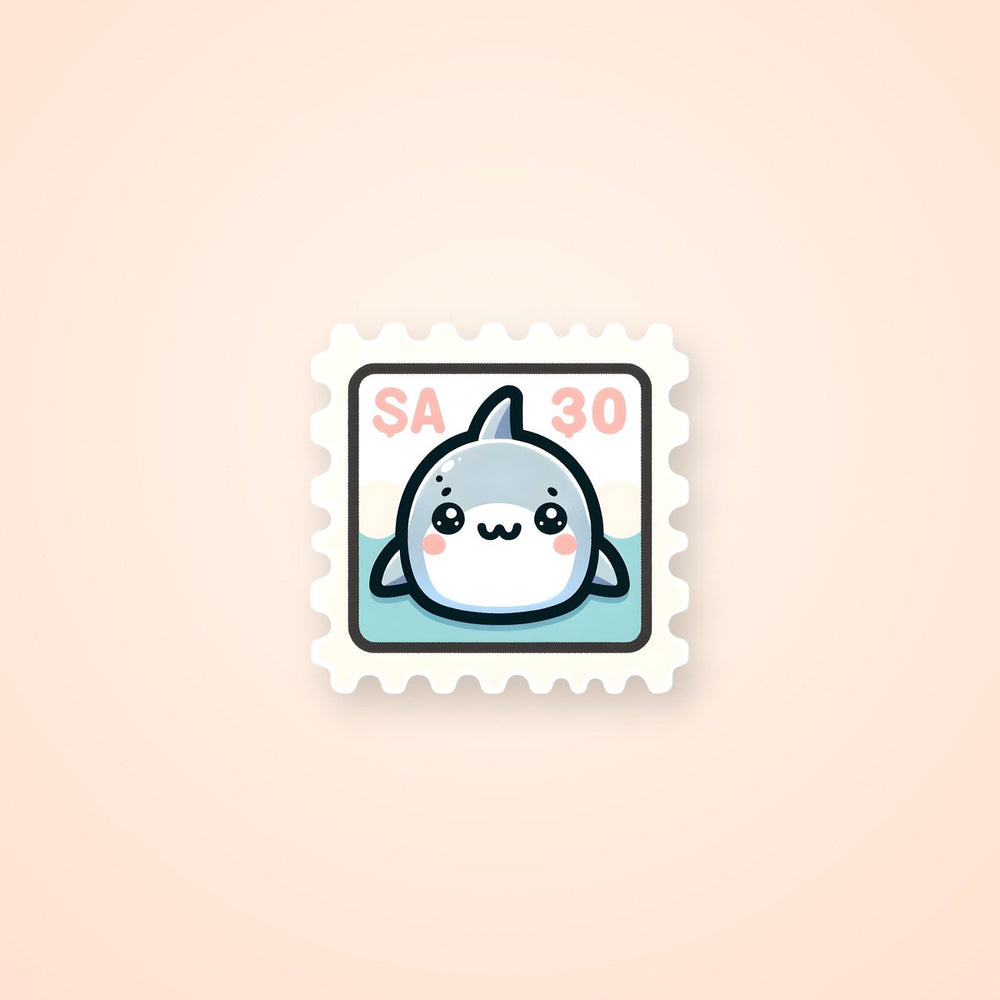 Kawaii Shark Postage Stamp Sticker