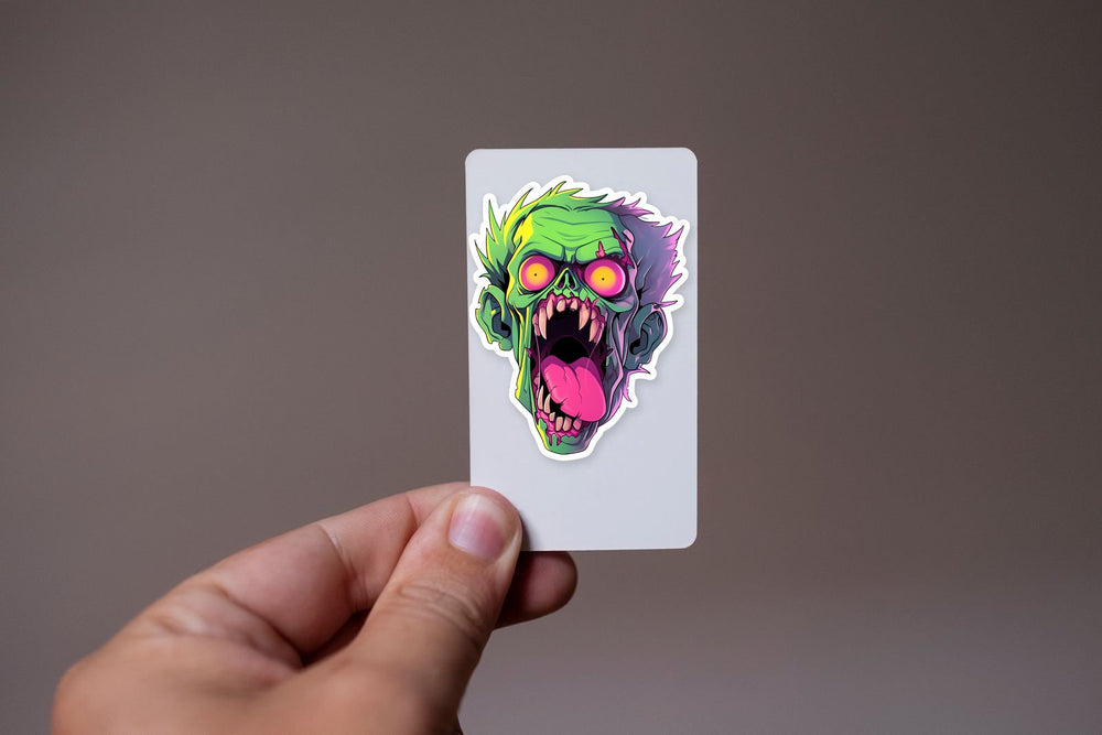 Halloween Green Zombie Head Sticker