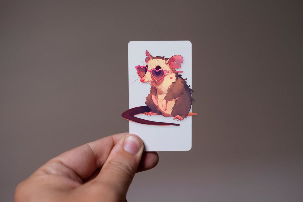 Funny Opossum Heart Sunglasses Sticker