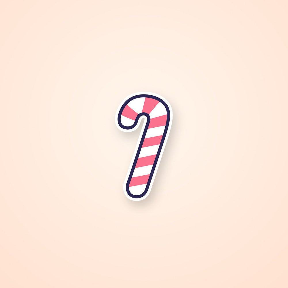 Pink White Candy Cane Christmas Sticker