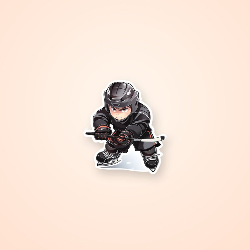 Cute Aggressive Hockey Player Sticker