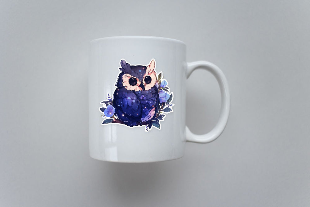 Purple Owl on Branch Art Sticker