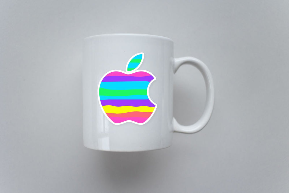 Apple Logo Rainbow Stripes Sticker