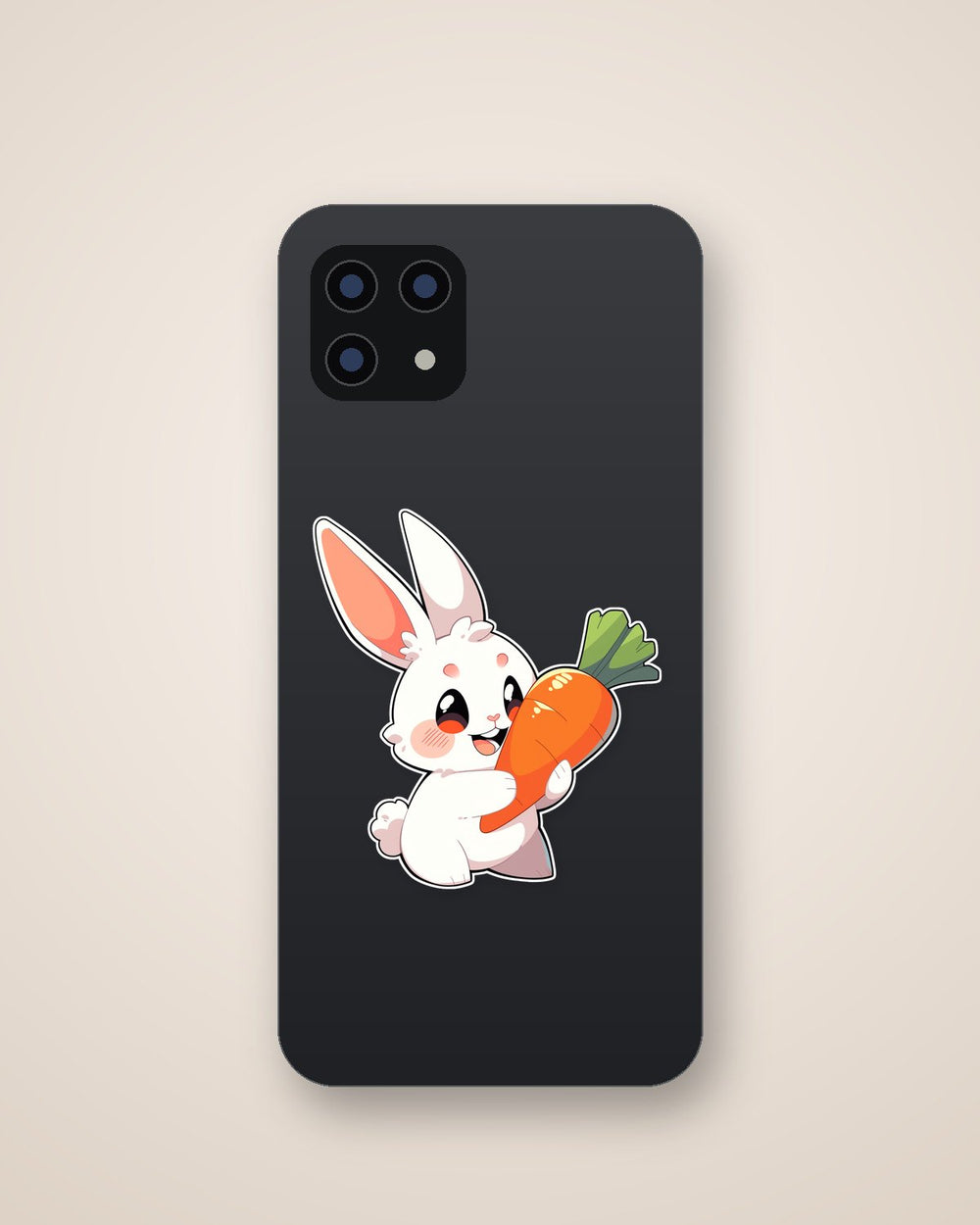 Happy White Bunny with Carrot Sticker