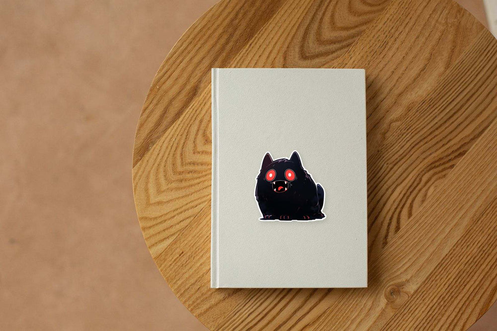 Scary Black Cat with Red Eyes Sticker