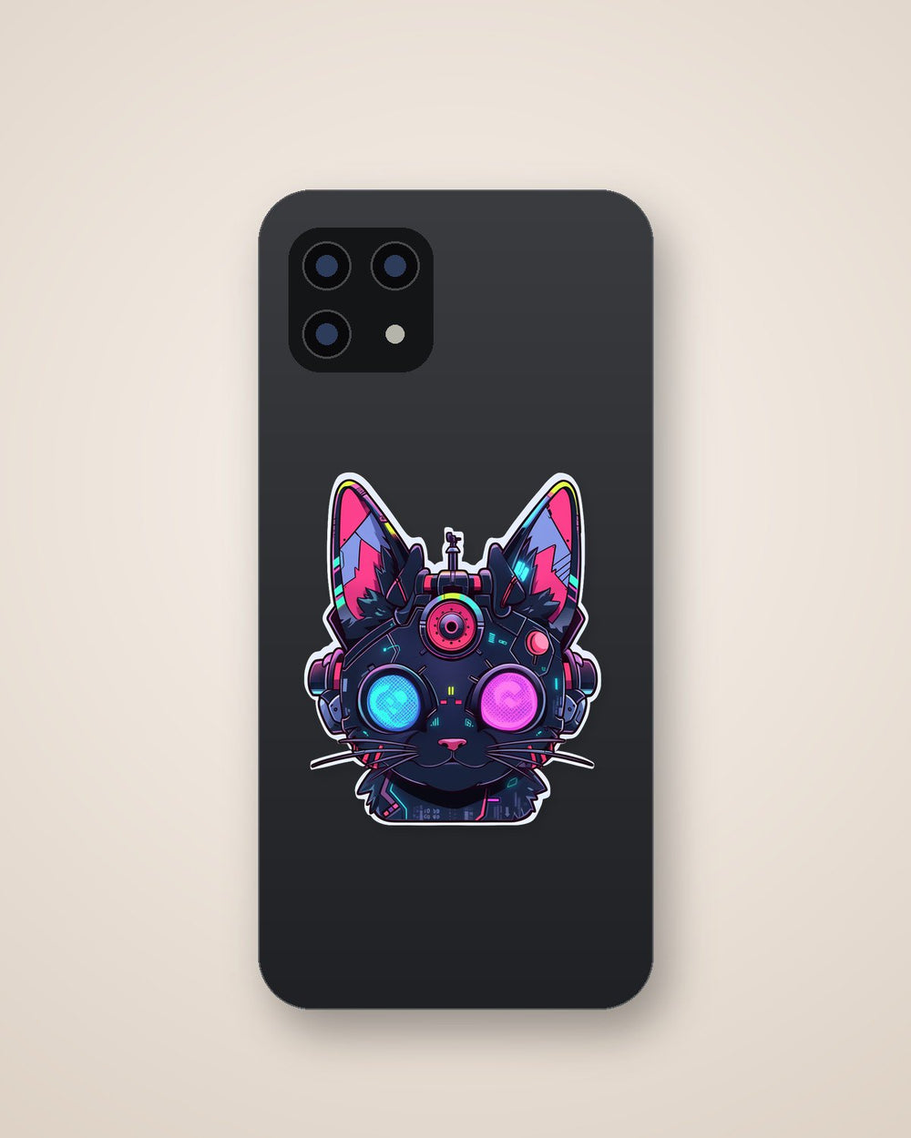 Cyberpunk Cat Head Sticker