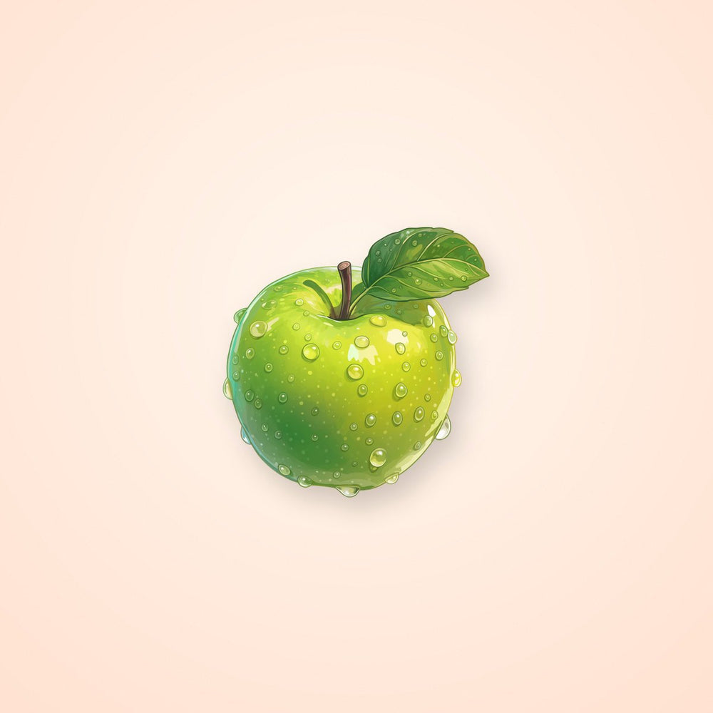 Green Apple with Water Drops Sticker