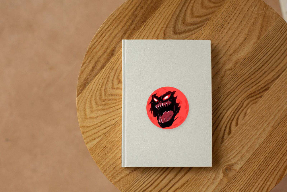 Halloween Red Monster Moon Sticker